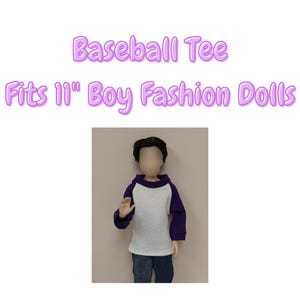 Baseball shirt pattern that fits 11&quot; boy fashion doll