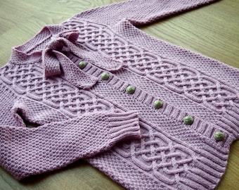 Cabled heather cardigan for a toddler / Merino wool / Bow / Children / Kids / Preschooler / Classic