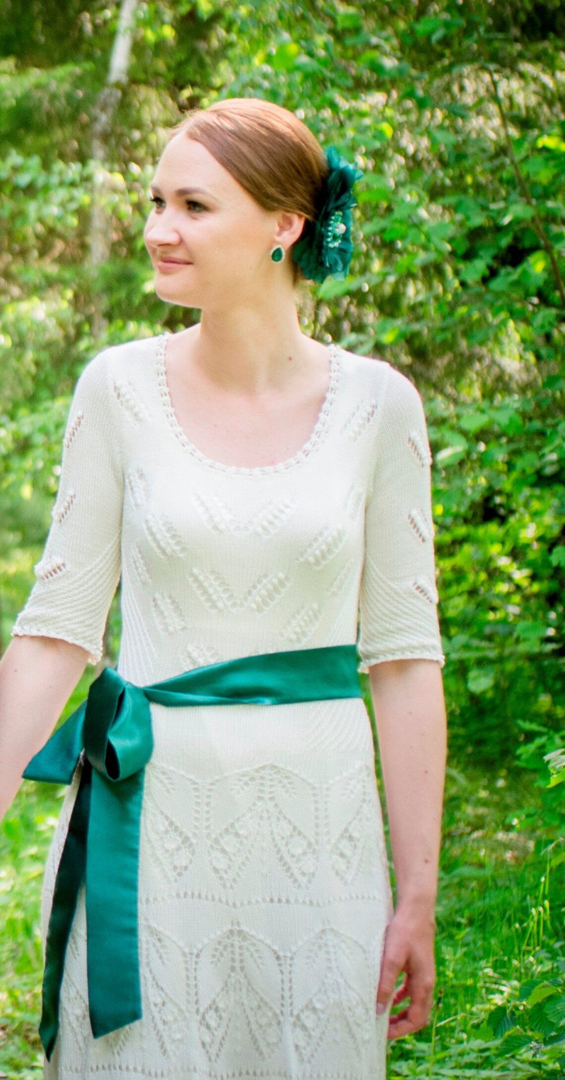 Knitted Wedding Dress / Bridal Gown / Lilies of the Valley / Floral