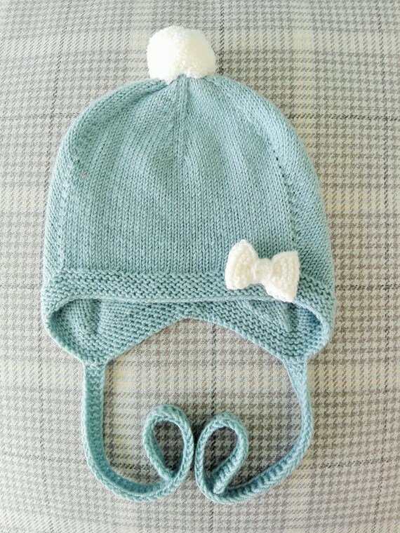 Mint Green Knit Pom-Pom Beanie Snow Bunny Pom Hat | Mint – Pigment main image 2