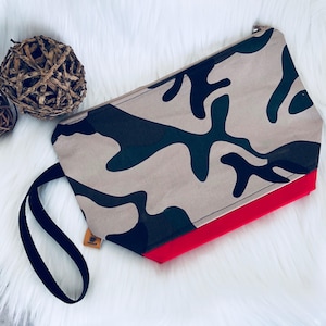 Maddy Wristlet | Camo + Black Canvas (Project Bag/ Makeup Bag)