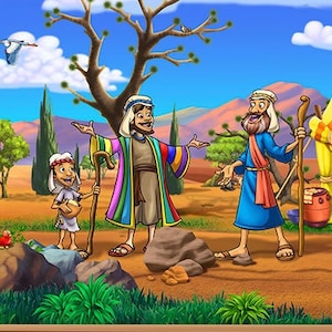 Peel and Stick Biblical Cartoon Joseph and the Coat of Many Colors ...