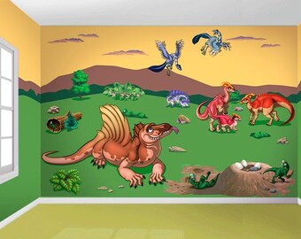 Prehistoric Jurrasic Dinosaurs Room in a Tube Peel and Stick Wall Decals (with Optional Add-On Sheet!)