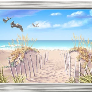 Seaside Peaceful Beach View Peel and Stick or Wallcovering Framed Mural ...