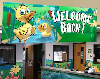 Pond Themed Welcome Back Banner for Reopening of School, Church, Business and More! (Choice of Character!)