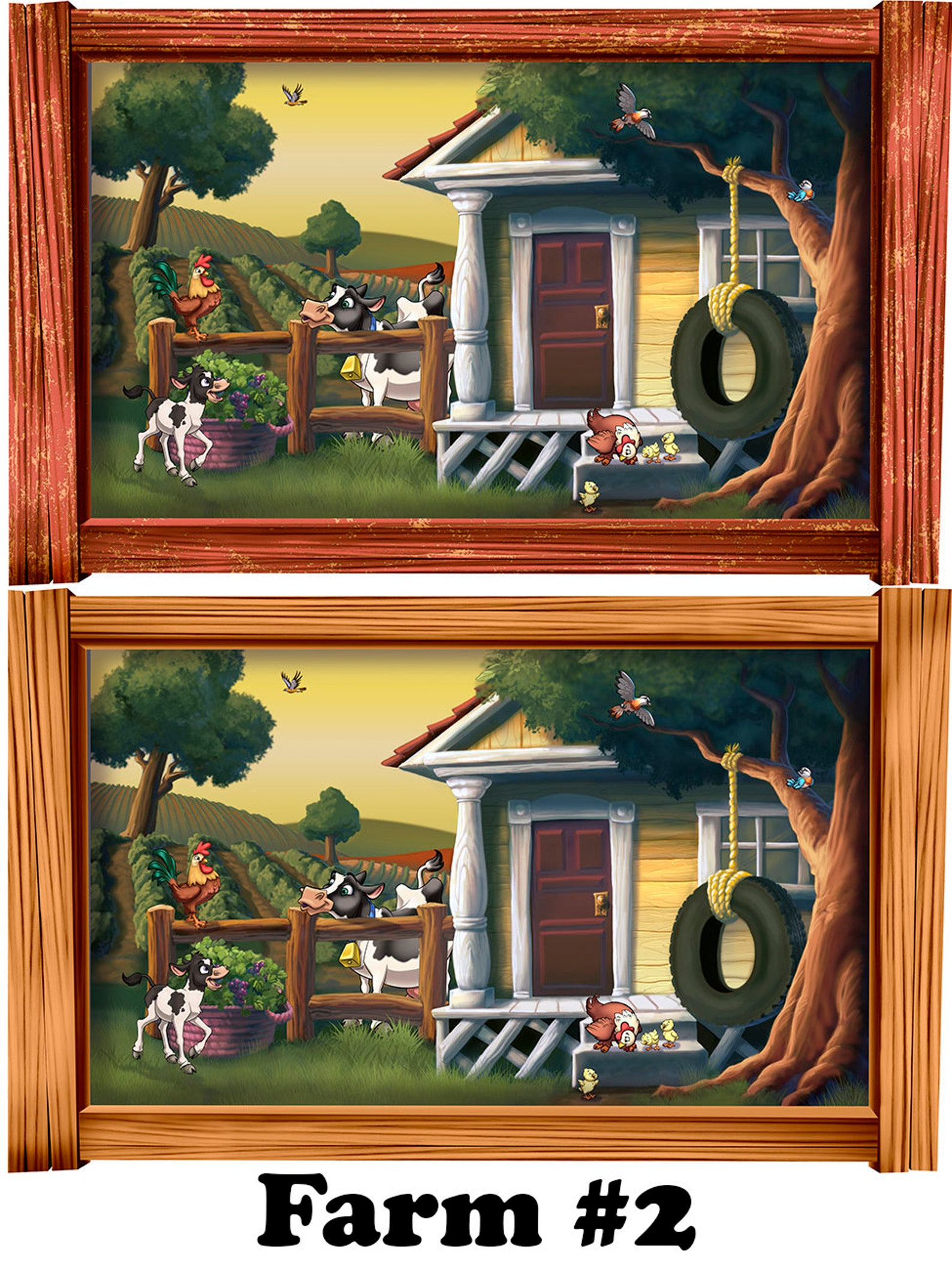 Peel and Stick Cartoon Country Farm Framed Mural Wall Art Decal