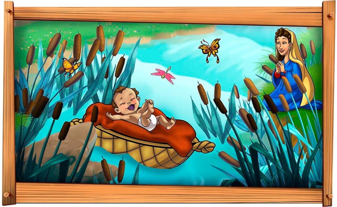 Baby Moses in Basket Mural Wall Peel and Stick Art Decal Etsy