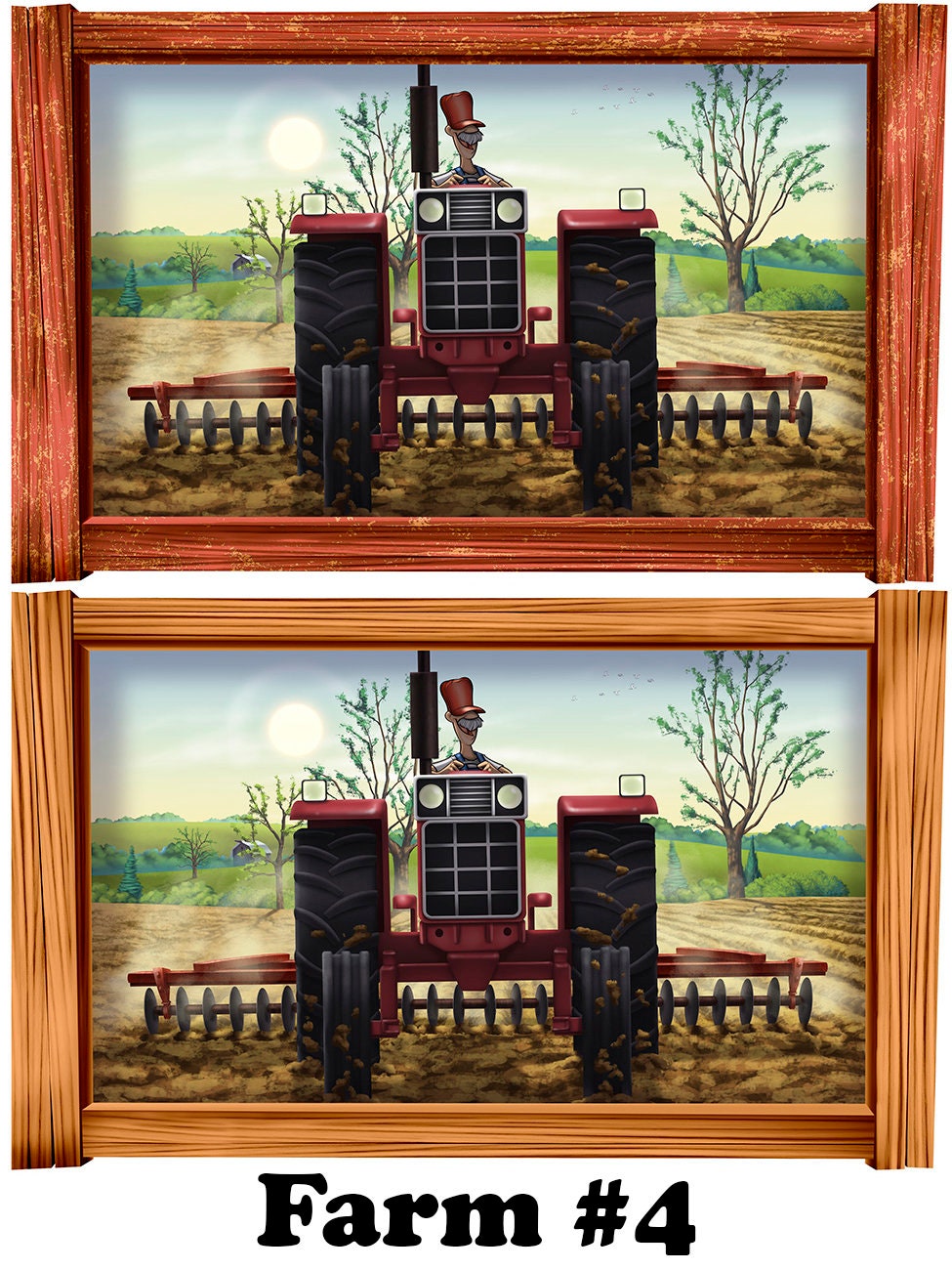 Peel and Stick Cartoon Country Farm Framed Mural Wall Art Decal