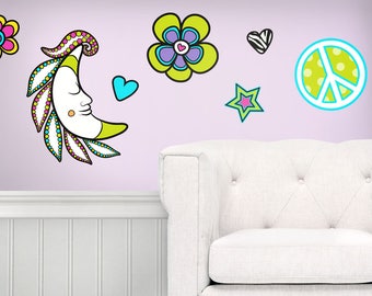 Peace & Love Peel and Stick Wall Decals with Borders