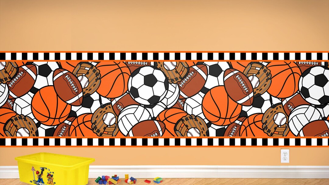 Sports Fan Peel and Stick Wainscot Wall Decal Wallcovering Etsy