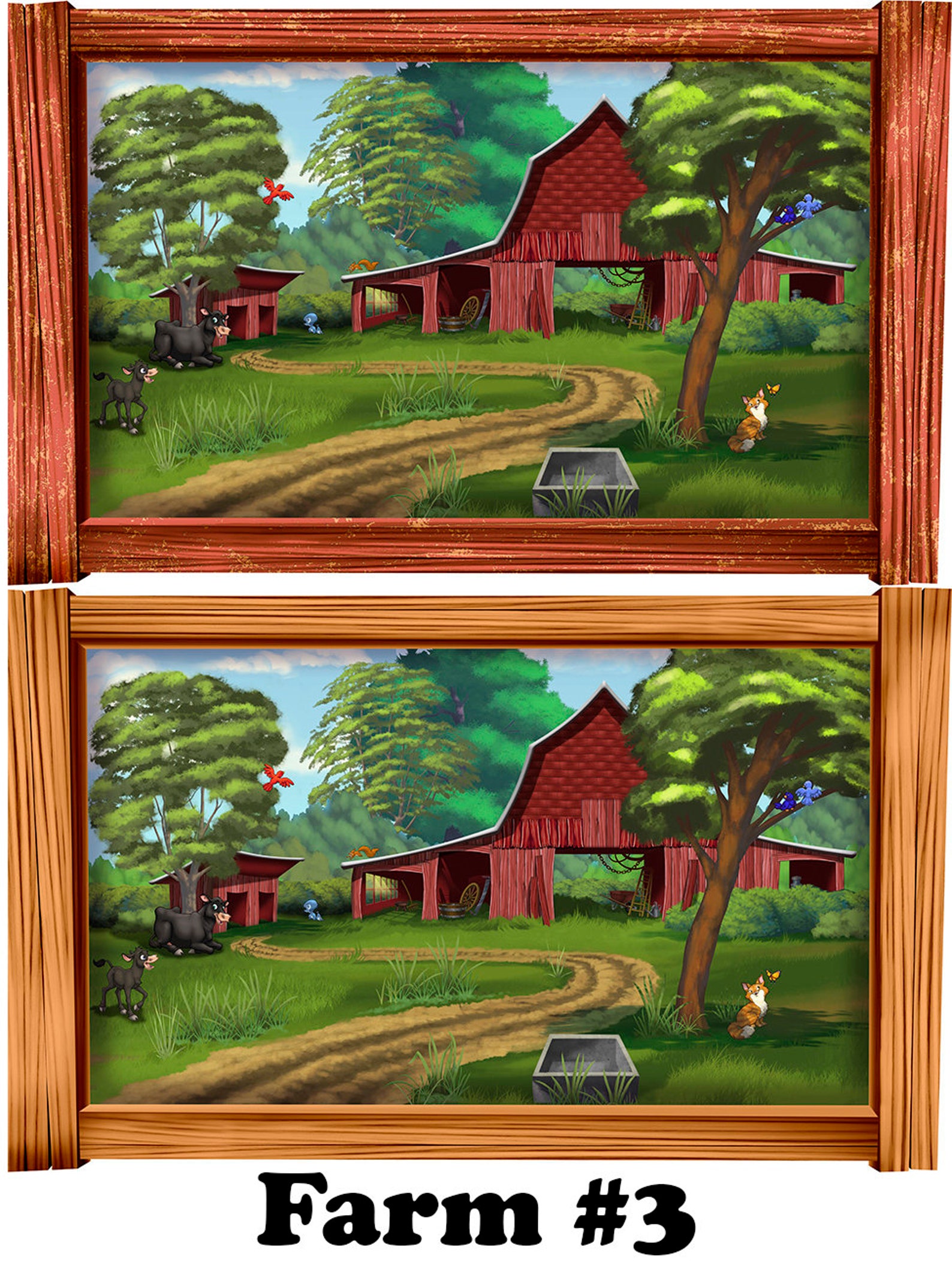 Peel and Stick Cartoon Country Farm Framed Mural Wall Art Decal