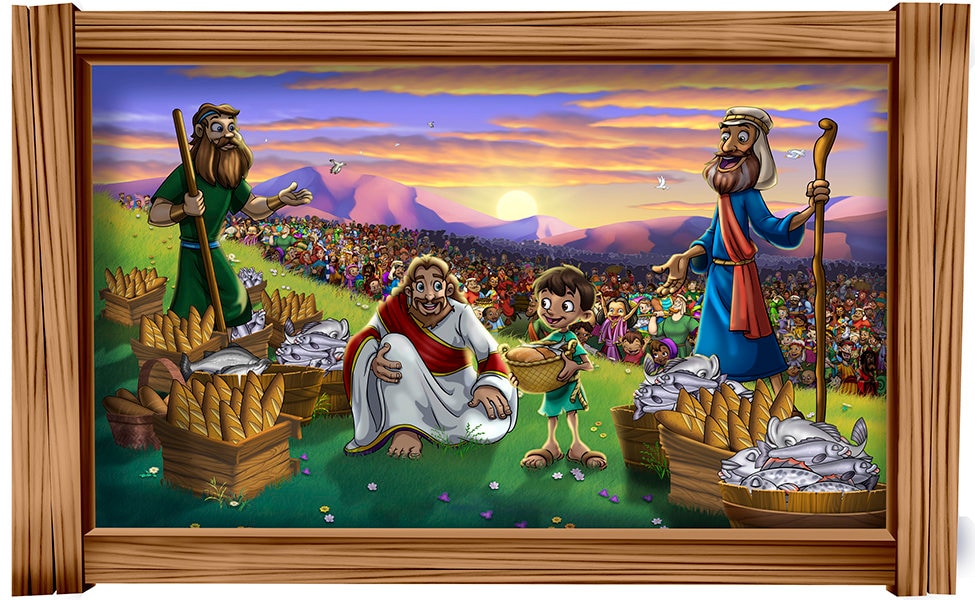 Biblical Jesus Feeds 5000 Depiction Mural Wall Peel and Stick Art Decal ...