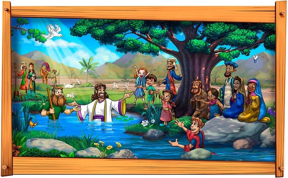 Peel and Stick Biblical Cartoon Jesus' Baptism Easter - Etsy Australia Peel and Stick Biblical Cartoon Jesus' Baptism Easter - Etsy Australia