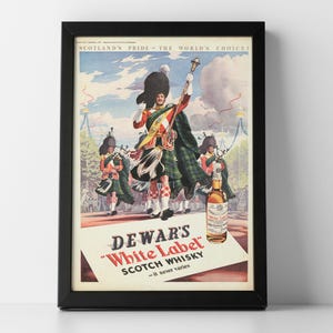 Dewar&#39;s Scotch Whisky Advert Poster: 1953 Vintage Bar Decor