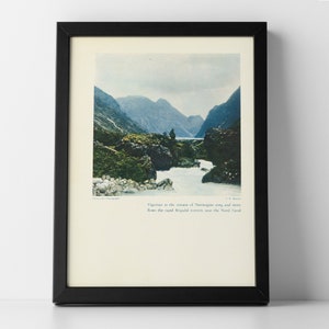 Norwegian Landscape print of Brigsdal Torrent, Geographical Magazine July 1937, framed or unframed poster print, vintage wall decor