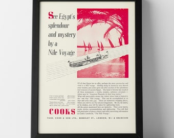 Vintage Thomas Cook Travel Poster: Egypt Nile Cruise Advert