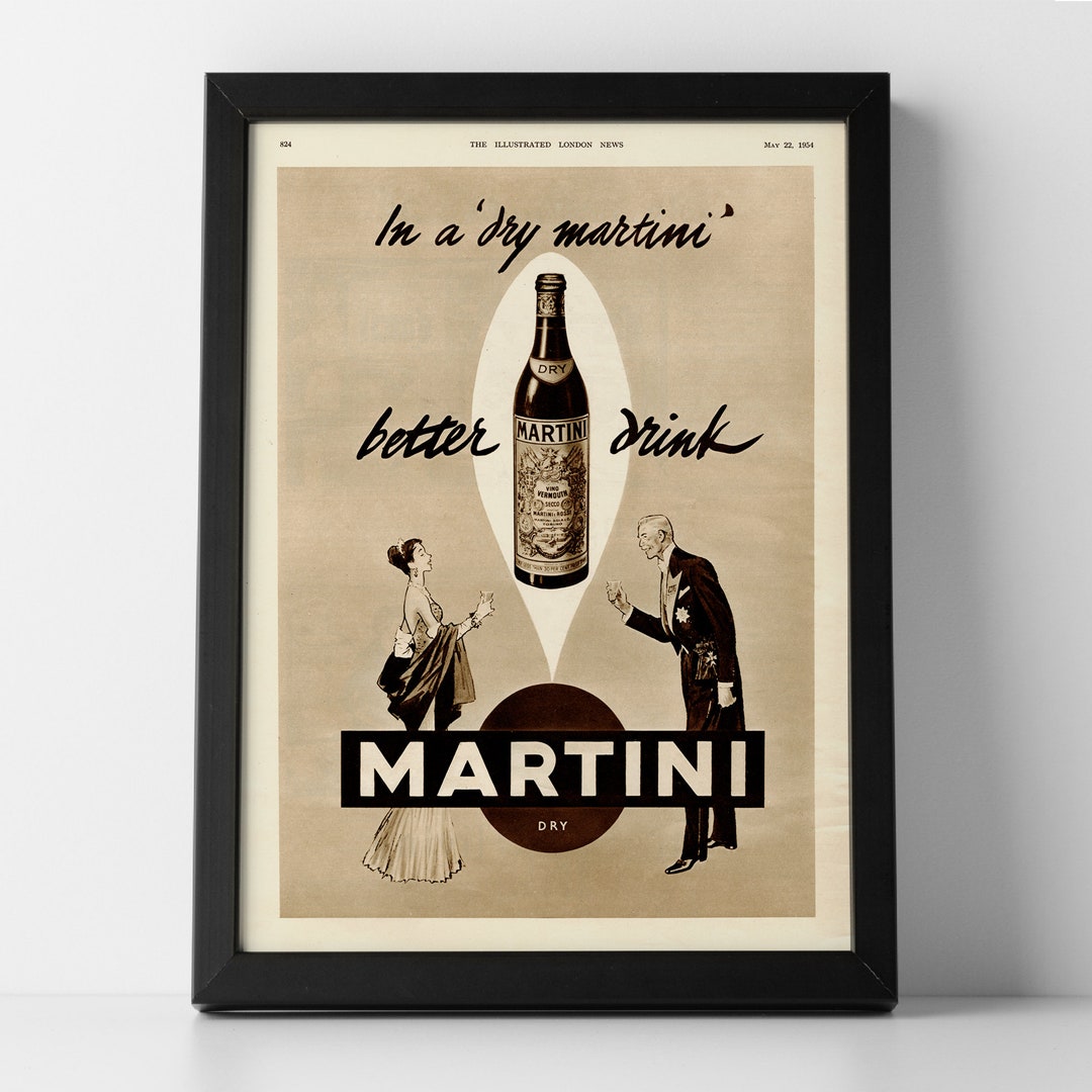 1954 Martini Advert Poster: Vintage Bar Decor Wall Art - Etsy