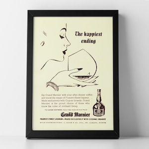 Grand Marnier Advert 1955, framed or unframed poster print, Bar decor, wall art, Retro vintage gift ideas, Drinks Poster, unique home decor