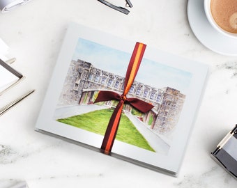 Tarjetas de notas del puente VT Torgersen (interior en blanco) con ilustraciones originales en acuarela