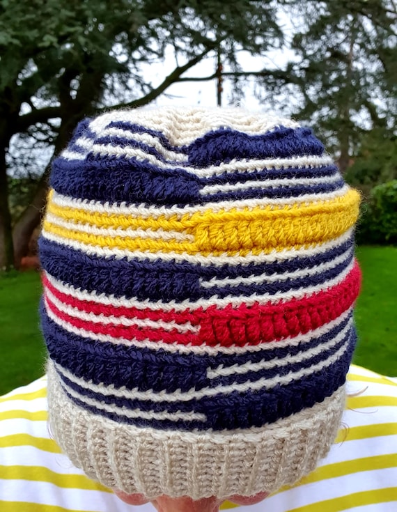 Striped Nautical Beanie with fold up brim