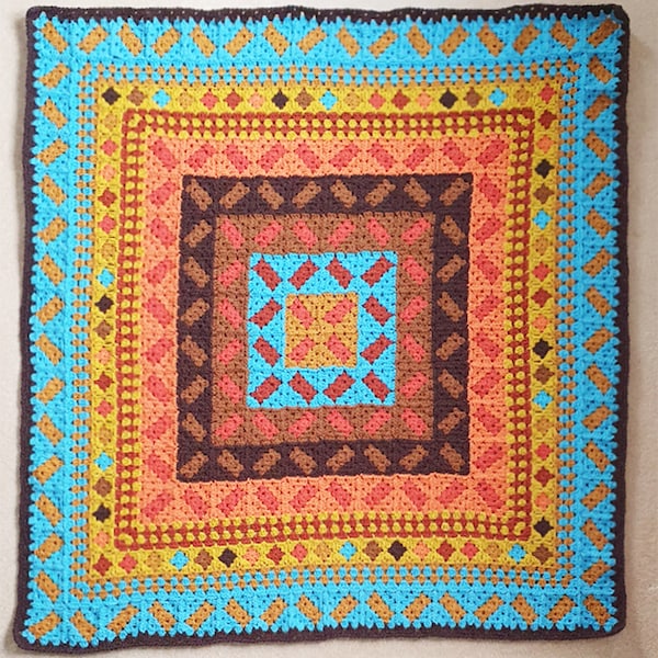 New Mexico crochet lap blanket written pattern.