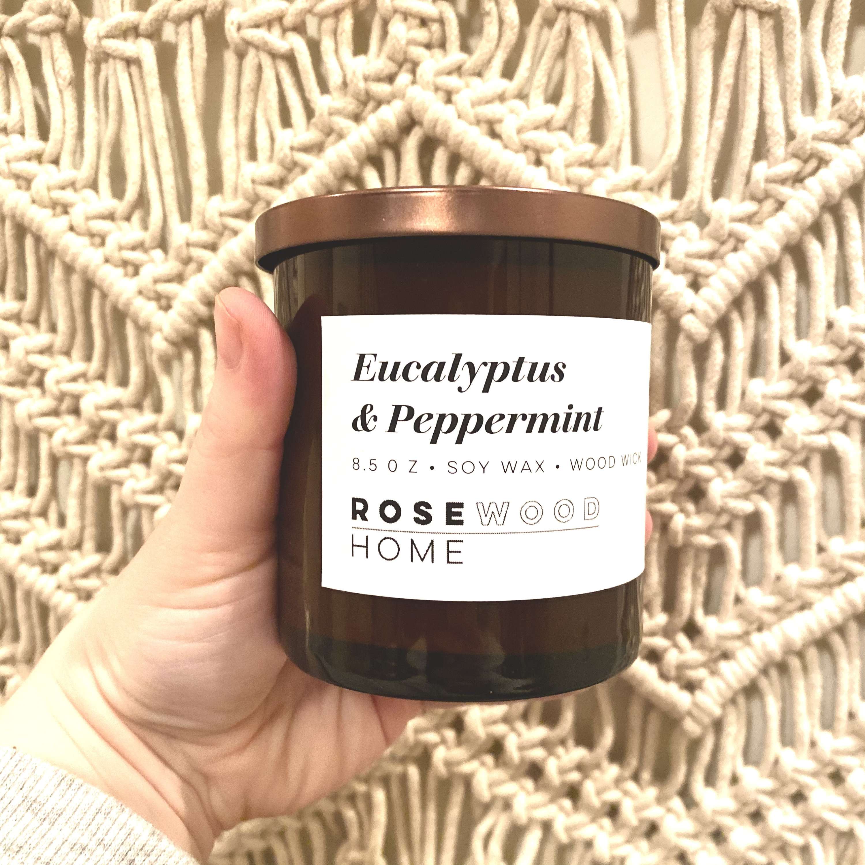 Large Peppermint Tall 50cl Fragranced Wooden Wick Candle