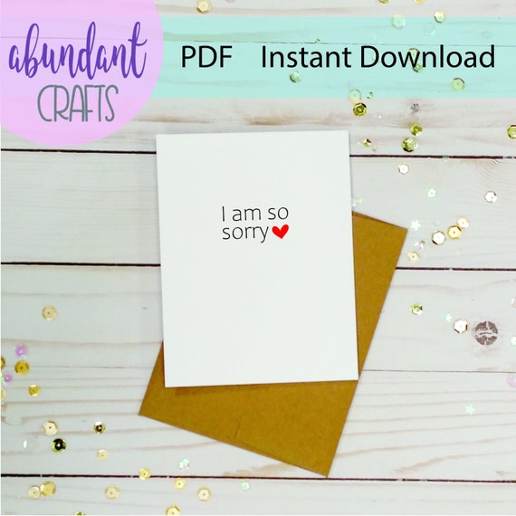 I'M So Sorry Sympathy Card Download Printable Print At Home.