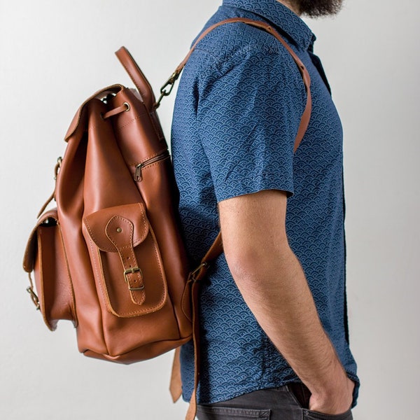 Leather backpack, Mens Rucksack, Mens laptop backpack, Laptop backpack, Mens backpack, Leather Rucksack, Greek Leather bag, Gift
