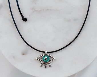 Versilberte Evil Eye Halskette für Frauen, Schmuck Geschenk, Geschenk für Sie