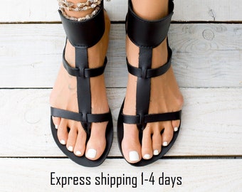 ladies black gladiator sandals