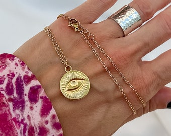 boho böses auge gold kette halskette frauen, böses auge anhänger, geschenk für sie, geschenk für frauen