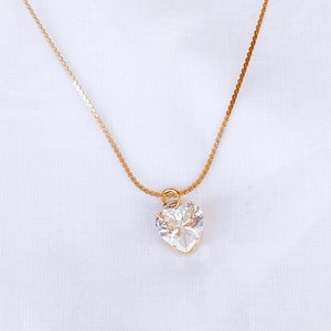 CRYSTAL HEART delicate heart necklace women, small heart pendant jewelry, womens necklace, jewelry gift, gift for her, gifts for women