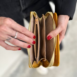 Leder Portemonnaie groß, Gelbe Geldbörse Damen, Leder Geldbeutel, Damen Geldbörse groß, Geschenk für Frauen, Geschenk für sie