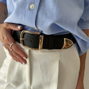 ALL TIME CLASSIC leather belt women, genuine leather belt with buckle, gold buckle, classic belt women, black belt, gift for her