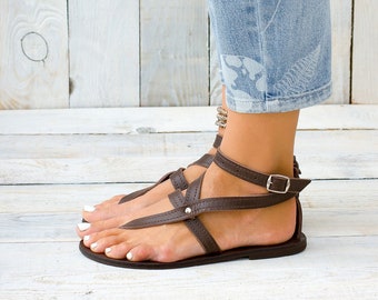 PAROS Leather sandals, greek sandals, Women's sandals, Chic sandals