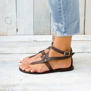 PAROS Leather sandals, greek sandals, Women's sandals, Chic sandals