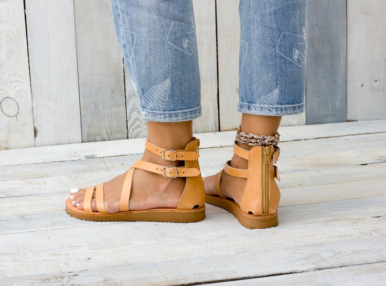 CHIOS leather sandals, women Greek leather sandals, Strappy sandals, women shoes, womens leather sandals, ankle cuff sandals from Greece image 6