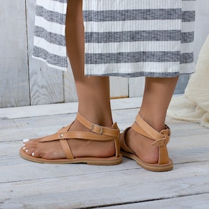 Adjustable ankle strap/cuff — natural gladiator sandals