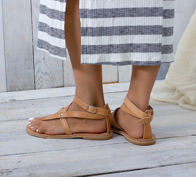Adjustable ankle strap/cuff — natural gladiator sandals