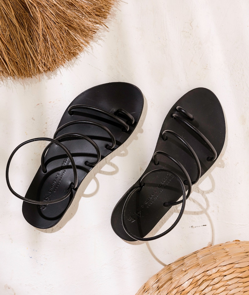 CARIATIS leather sandals, leather sandals women, handmade Greek sandals, strappy sandals, flat sandals, natural colour sandals, gift for her image 5