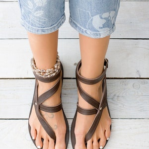 PAROS brown gladiator sandals — handmade in Greece