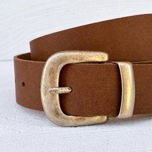 GLORIA brown leather belt women, belt with bronze buckle, genuine leather belt for women handmade in Greece, gift for her image 7