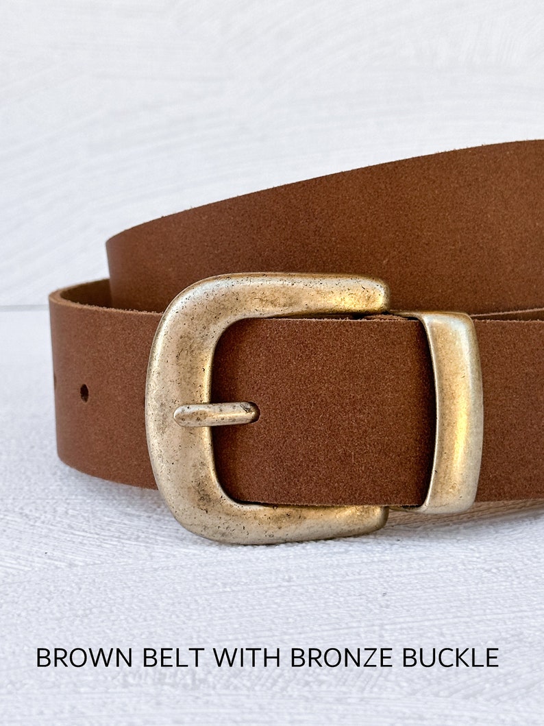 GLORIA brown leather belt women, belt with bronze buckle, genuine leather belt for women handmade in Greece, gift for her image 7