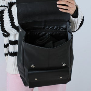 Black Leather backpack, Black Rucksack, Womens laptop backpack, Laptop backpack, Womens backpack, Leather Rucksack, Greek Leather bag, Gift image 8