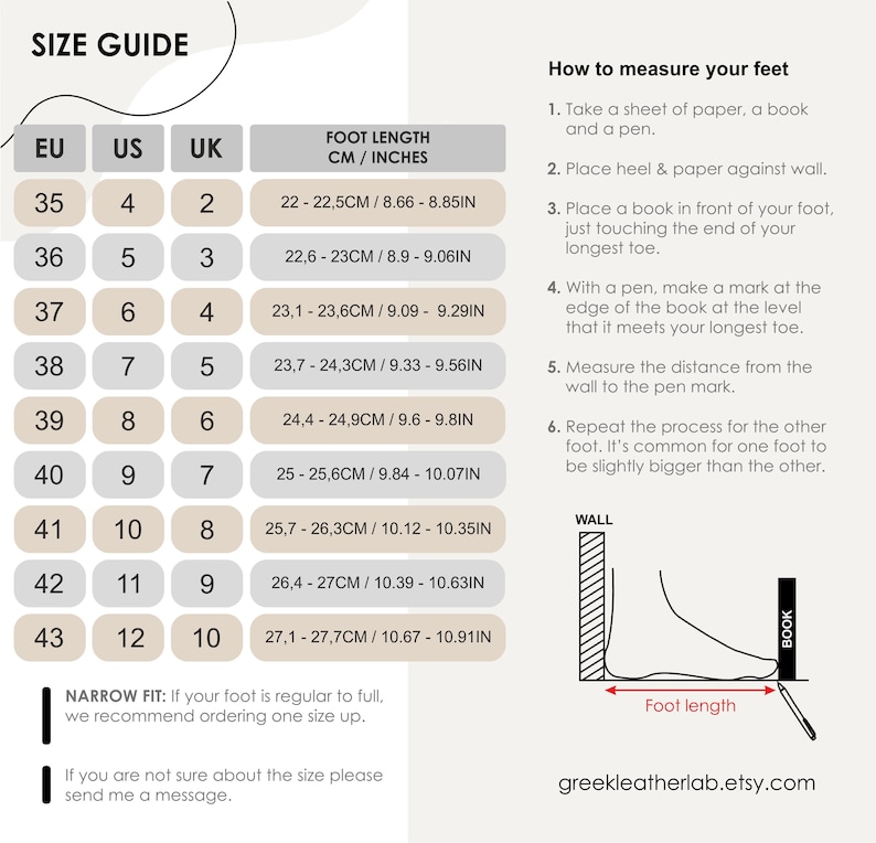Size chart — EU/US guide (how to measure)
