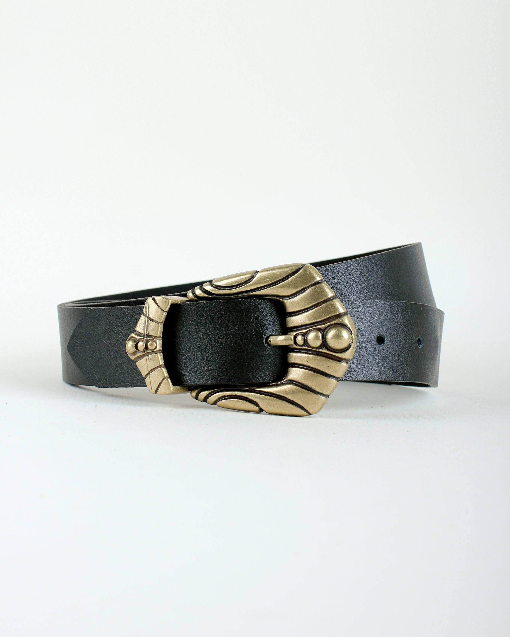 Faux Leather Western Belt with Gold Buckle - Skinny Women Belt Gold Leather Belt, Skinny Leather Belt, Gold Belt , Women  main image 4