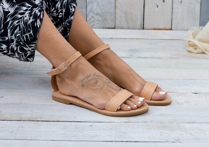 TINOS Leather sandals, ancient Greek leather sandals, strappy sandals, ankle cuff sandals, minimalist sandals, ankle strap leather shoes image 4
