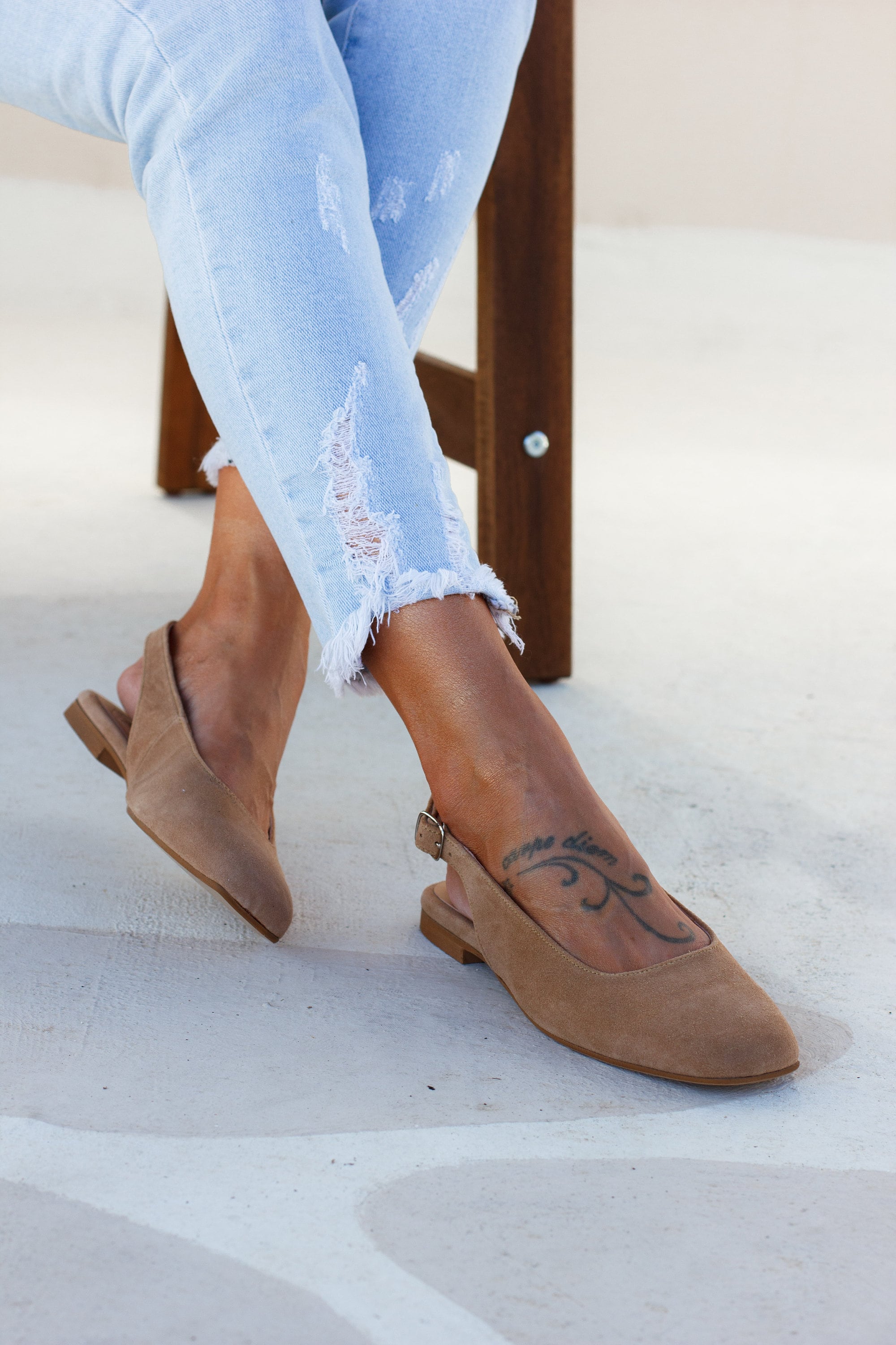 Beige Patent Pointed Toe Slingback Heels - All Shoes | Red Dress Women\'s Nude Slingback Flats Pointed Toe Classic Sandals Buckle Shoes main image 1