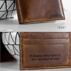 Personalized Leather Wallet for Men, Engraved mens wallet,Boyfriend gift, Personalized gift, Anniversary gift for him, Gift for Dad image 5