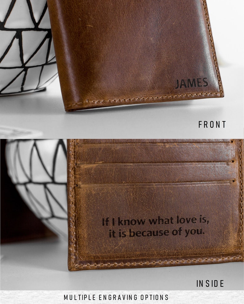 Personalized Leather Wallet for Men, Engraved mens wallet,Boyfriend gift, Personalized gift, Anniversary gift for him, Gift for Dad image 5